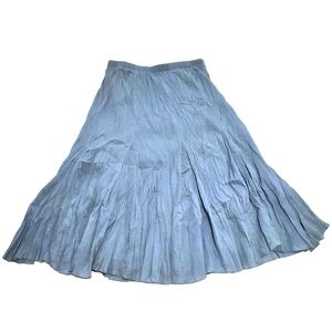 NWT Alfred Dunner Petite 14P Cape May Maxi Skirt Blue 100% Cotton Godet A-Line